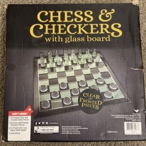 Chess & Checkers Set with Glass Board - Clear and Frosted